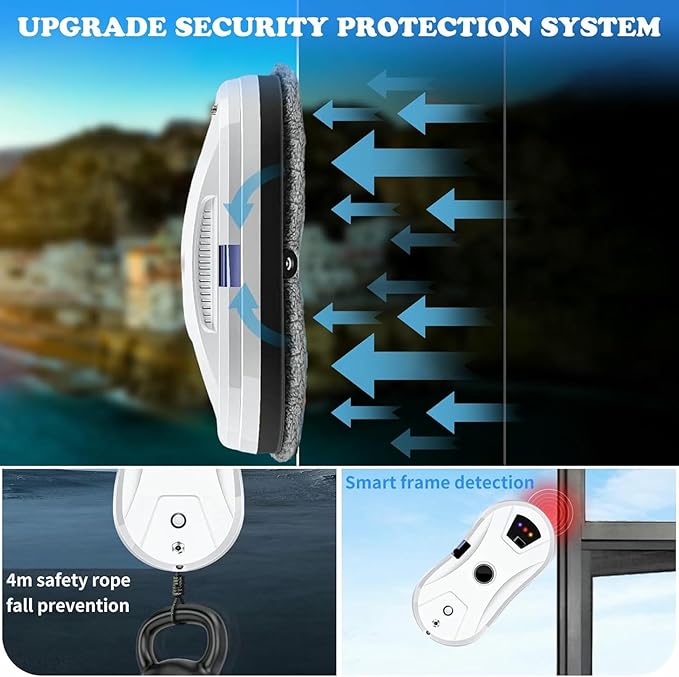 Intelligent Window Cleaning Robot 5600Pa Window Cleaner Robot Multiple Safety System for High-Rise Windows Ceiling Outdoor Indoor
