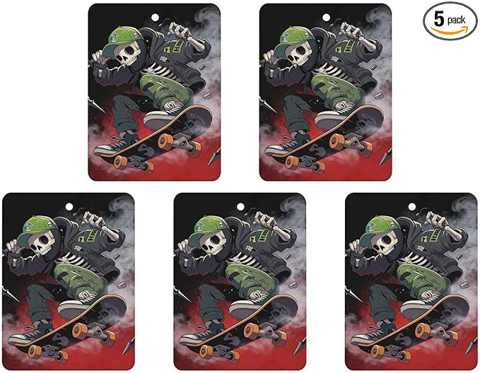 5PCS Car Air Freshener Hanging Personalized Double Sided Skull Rider Car Fresheners Long Lasting New Cars Scents Cute Automotive Freshies for Closets Drawers (tea)
