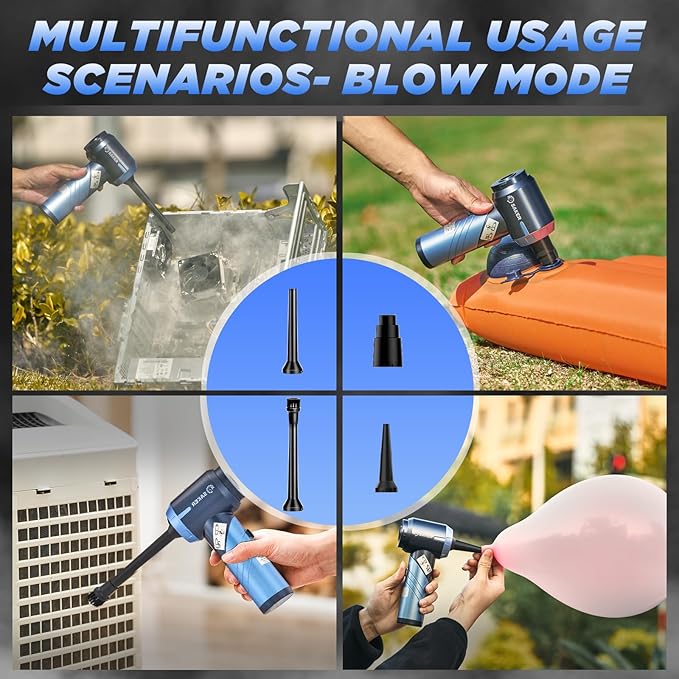 Saker Portable Car Vacuum Cleaner Cordless High Power 17000PA 3 in 1 Foldable Handheld Vacuum Cordless with Brushless Motor for InflationDust BlowingHome Car Cleaning HL132 Blue
