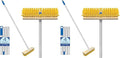 LOLA Deck Scrub Brush Outdoor Broom Durable Bristles Remove Dirt Grime Grout Leaves Snow on Patios Decks Wet or Dry 2 Pack