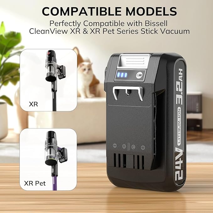 Keenstone 24V Battery for Bissell CleanView XR 4054 &amp XR Pet Stick Vacuum 3789U and 3797V Replacement Battery 3200mAh Battery Compatible with Bissell Cordless Vacuum Cleaner