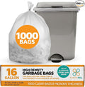 PlasticMill Heavy Duty Trash Bags - Clear Garbage Bags - Plastic Trash Bags - Kitchen Bathroom Office Garbage Bags Trash Can Liners - 12-16 Gallon Small Trash Bags 8 Microns 24x33 (1000-Count)
