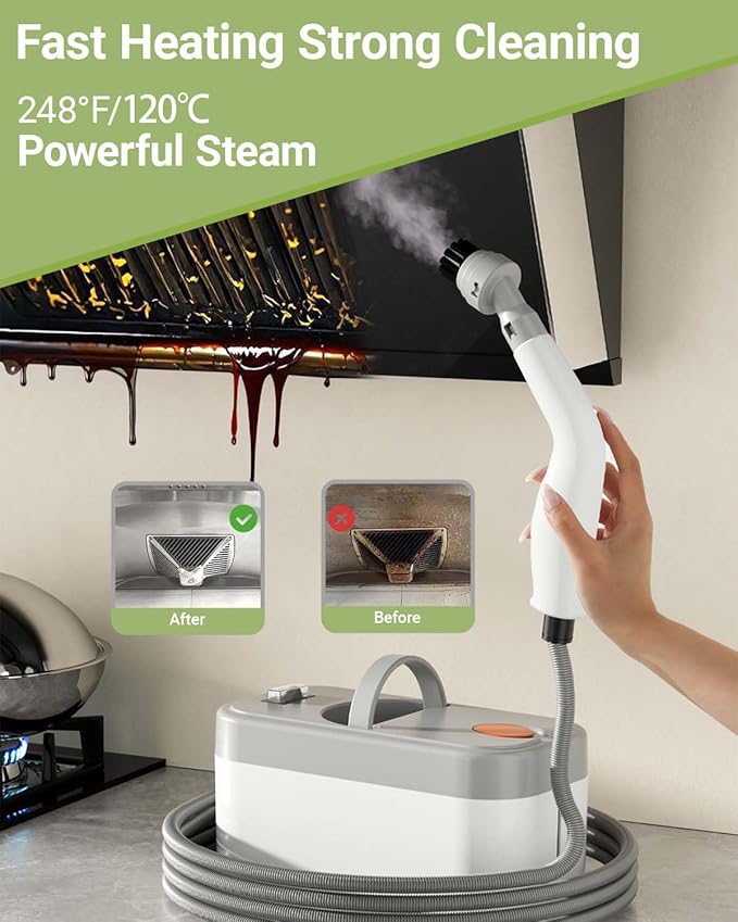 Handheld Steam Cleaner Portable High Pressure Steamer for Home Kitchen Bathroom Car Detailing Tile Floors Upholstery Cleaning 29oz Tank Includes 6 Accessories