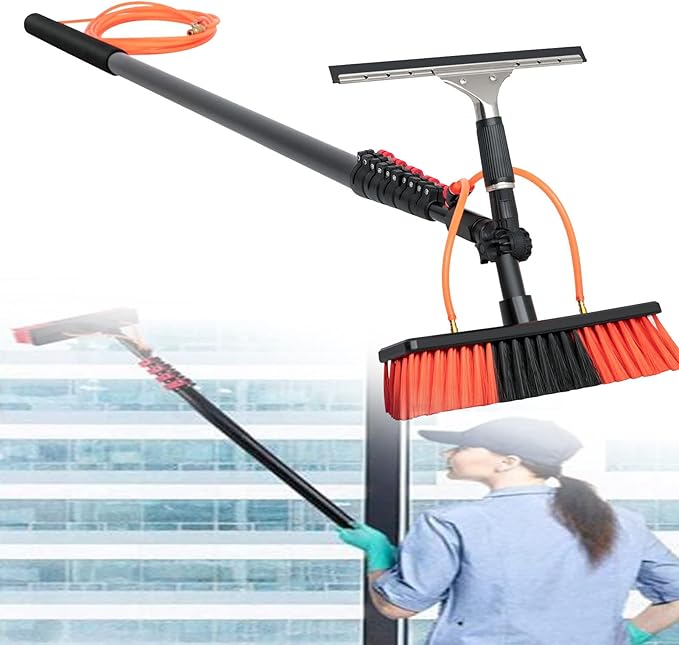 Telescopic Pole Kit Cleaning BrushWater Fed Pole Kit 30ft 36ft Length Water Fed Brush 9m 11m Water Fed Cleaning SystemCleaning and Washing Tool for Window Glass Solar Panel11M/36FT