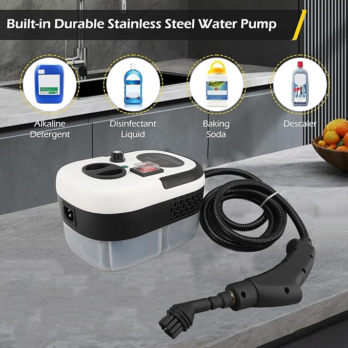 BAFOVY Handheld Steam Cleaner 2500W High Pressure High Temperature Steam Cleaning Device 6 Gears Multipurpose Steam Cleaner 1.2L Water Tank Ideal for Home Car Kitchen Cleaning (US Plug 110V)