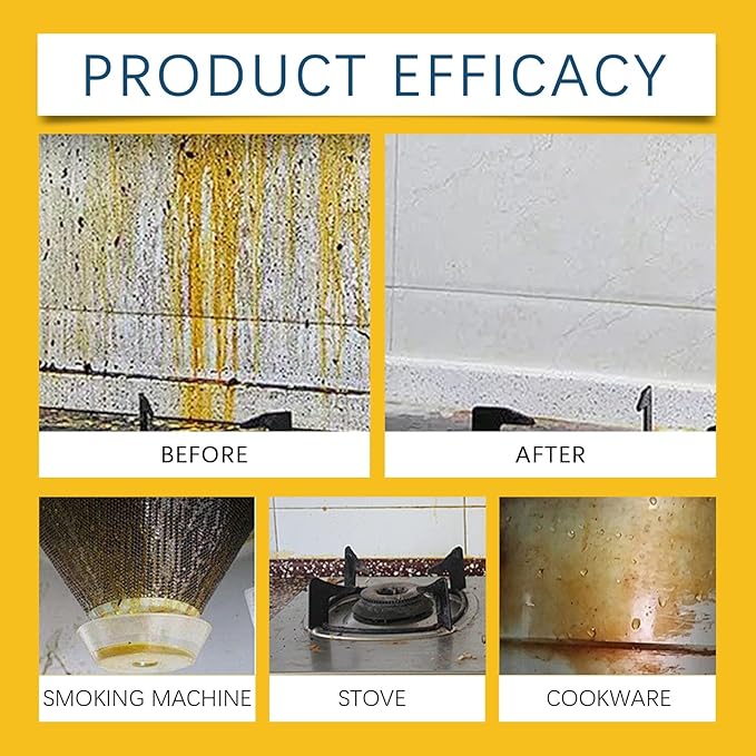 Kitchen Heavy Duty Grease Cleaner - Penetrates Stubborn Oil &amp Grime Fast-Acting Safe For Surfaces Easy To Use(3PCS)
