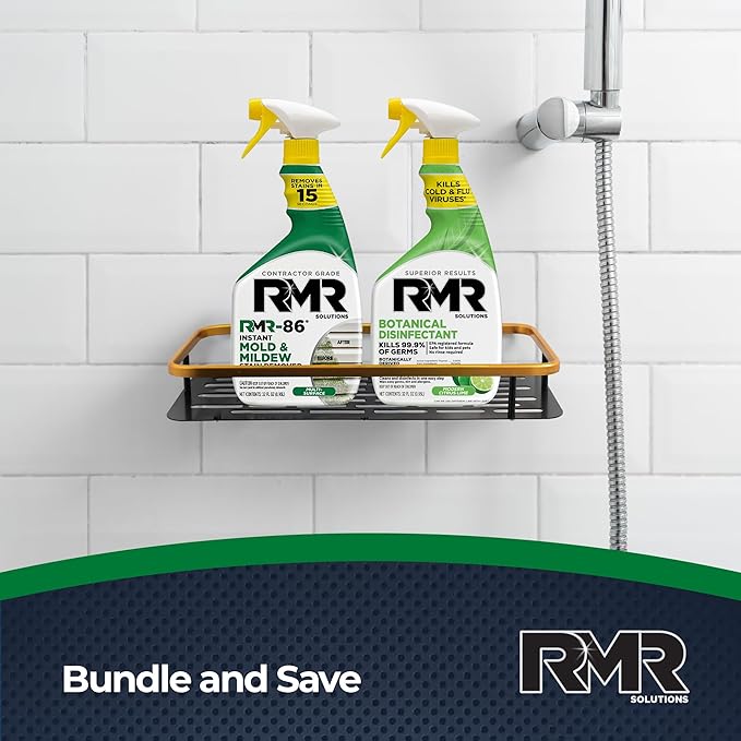 RMR Stain &amp Sanitation System –Instant Mold &amp Mildew Stain Remover + Botanical Disinfectant Cleaner Indoor/Outdoor Cleaning Kit for Kitchens Bathrooms Furniture Siding &amp Deck 2–32 Oz