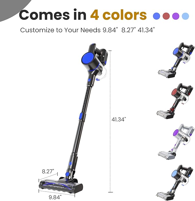 NEWBULIG Cordless Vacuum Cleaner Powerful Stick Vacuum with Flexible Steering &amp Extendable Pole3 Brush Heads 35Mins Runtime Lightweight Wireless for Hardwood Floors &amp Carpet Pet Hair Wal