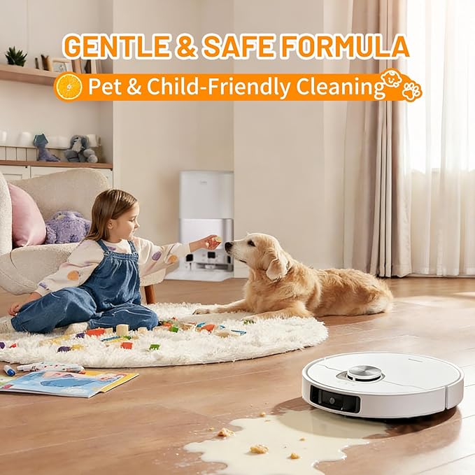 Sweet Orange Scent Floor Cleaning Solution Compatible with Dreame Cleaning Solution Floor Cleaner for Hardwood Tile Hardfloor Compatible Robot Vacuums with Mopping and Wet Dry Vacuum (2 bottles)