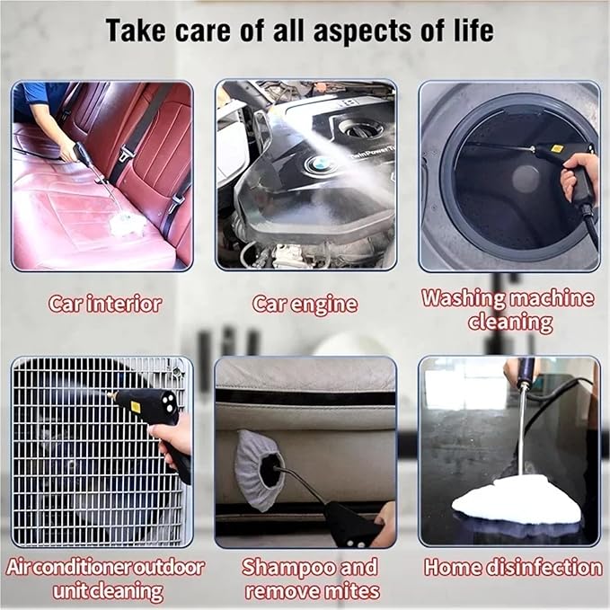 Portable Handheld Steam Cleaner 110V/220V Multifunctional High Temperature Steam Cleaning Compatible With Air Conditioner Kitchen Hood(Silver110 V)