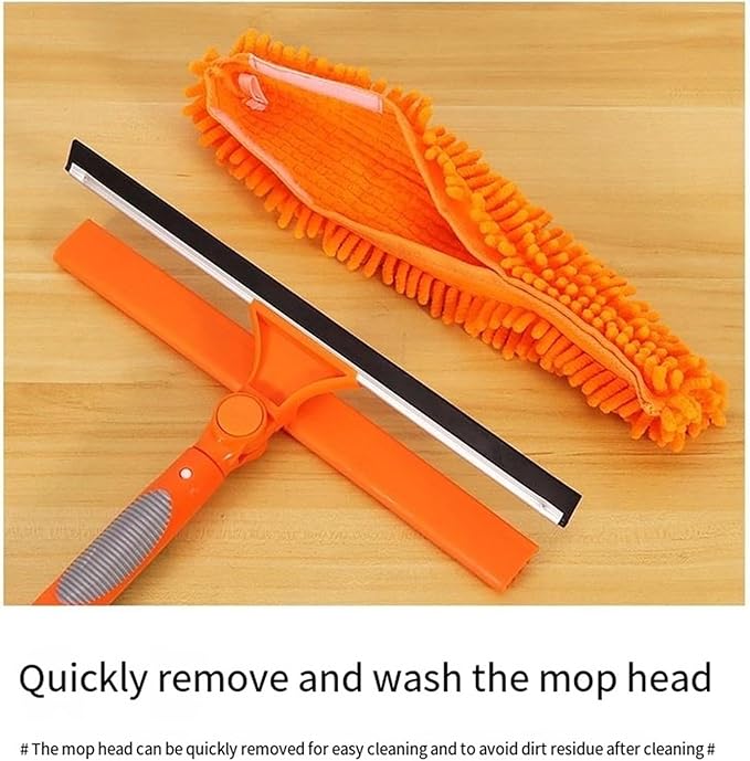 2-in-1 Double-Layer Dual-Sided Glass Wiper - High-Rise Window Cleaner Scraper for Professional Cleaning(Green3 Sections)