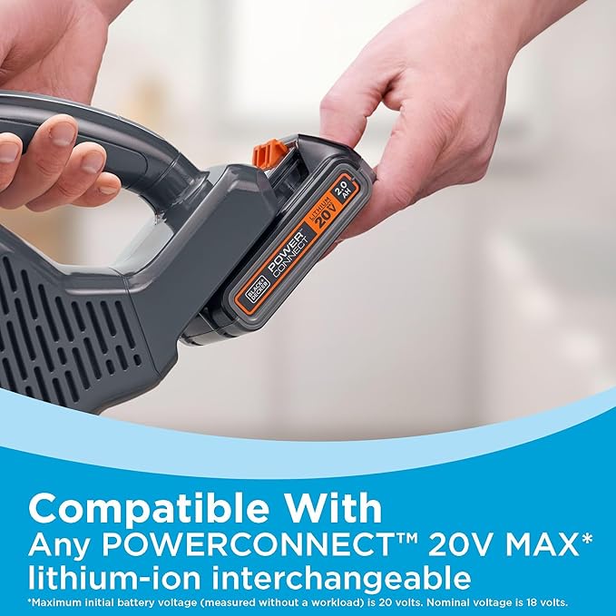 BLACK+DECKER POWERSERIES 20V MAX Cordless Stick Vacuum Cleaner Household Vacuum Cleaners for Hardwood Floors and Carpet LED Lights Detachable Anti-Tangle Lightweight Bagless (BHFEA18D1)