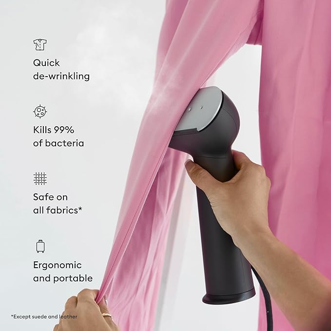 Steamery Handheld Clothes Steamer Cirrus 3 1200W US Plug Heated Ironing Plate Fast Heat Up Garment Wrinkle Remover Black