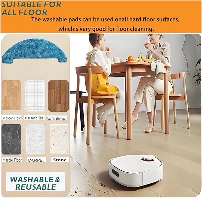 Replacement Loorow Accessory-10 Washable Vacuum Mop Cloths Compatible AT800 3-in-1 Washable and Reusable Soft Mopping Pad Parts Accessories