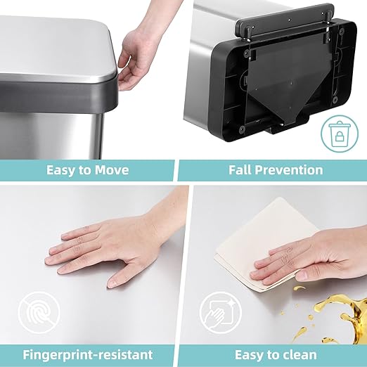 GAOMON Trash Can 2 x 8 Gal Dual Garbage Can &amp Recycle Bin 2 Compartments Includes 2 Removable Inner Buckets Soft Close Lid and Airtight for Home Office Business