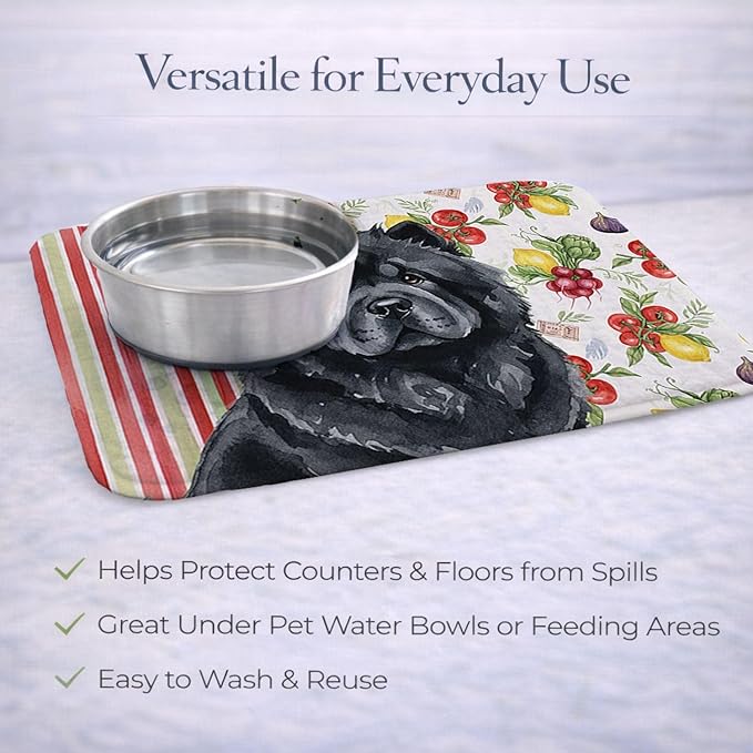Caroline's Treasures Black Chow Chow Vegetables Dish Drying Mat Absorbent Dish Drying Mat Pad for Kitchen Counter Dish Drainer Mat for Countertop 14 x 21 Multicolor