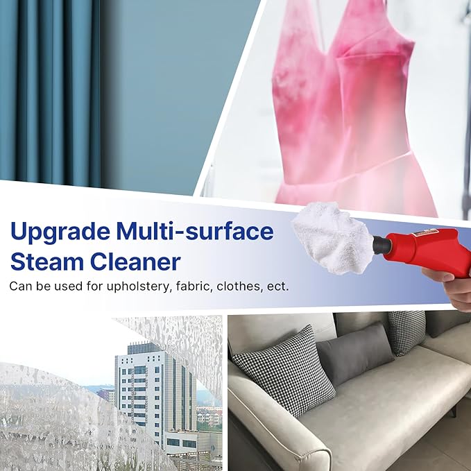 Pressurized Handheld Multi-Surface Steam Cleaner with 8pcs Accessories Smart Touch Screen 6 Levels Adjustable Deep Cleaning Steamer with Portable Handle for Clothes Car Glass Window Kitchen