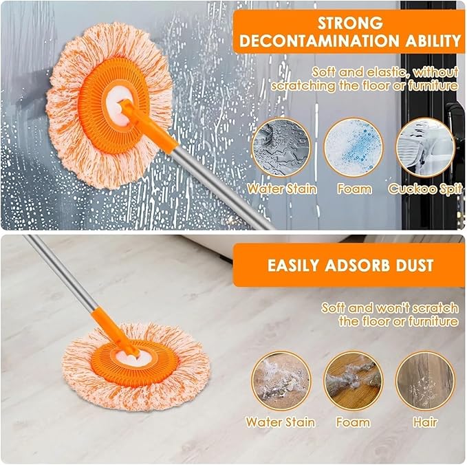 Mops with 230cm Extension Pole Dust Mop AdjustableCompatible for Wall Ceiling Window