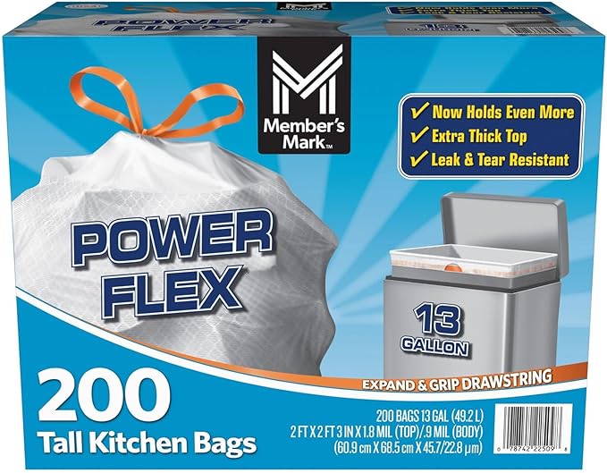 13-Gallon Tall Kitchen Trash Bags 200 ct.
