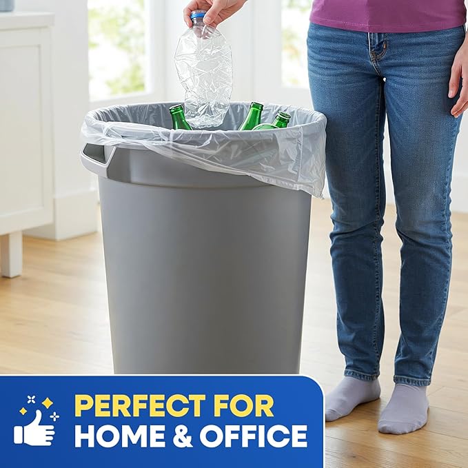40-45 Gallon Trash Bags Heavy Duty 2 Mil Fit Rubbermaid Brute Rollout Round and Square 32-44 gal Trash Cans 40 x 46 Trash Liners Clear Pack of 100