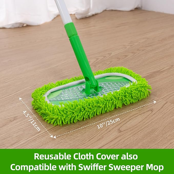 Baseboard Cleaner Tool with Handle Extendable Long Handle Baseboard Floor Cleaning Tool Duster with Reusable Pads for Floorboard