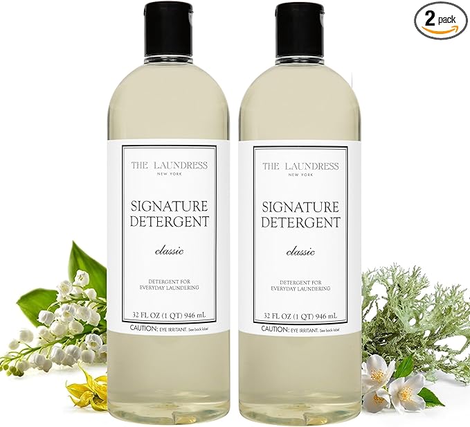 The Laundress Luxury Laundry Detergent 31 Loads Scented Signature Classic Fragrance Concentrated Triple Enzyme Deep Cleaning and Targeted Stain Remover 96% USDA Biobased Product (Pack of 2)