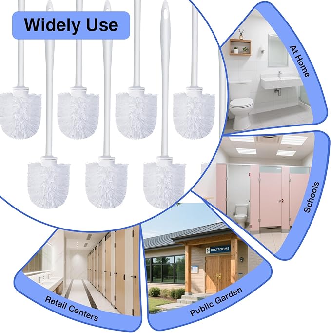 15 Pcs Toilet Brushes 14.2 Inch Toilet Bowl Brush Long Plastic Handled Cleaning Scrubber Heavy Duty Toilets Scrubber Brush for Home Commercial Restrooms Bathroom Cleaning(White)