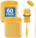 Heavy Duty Duster Refills Disposable Dusters Kit for Cleaning Dusting Furniture Blind Ceiling Fan Multi Surface 360 Feather Duster(60)+3FT Extended Handle +1 Handle