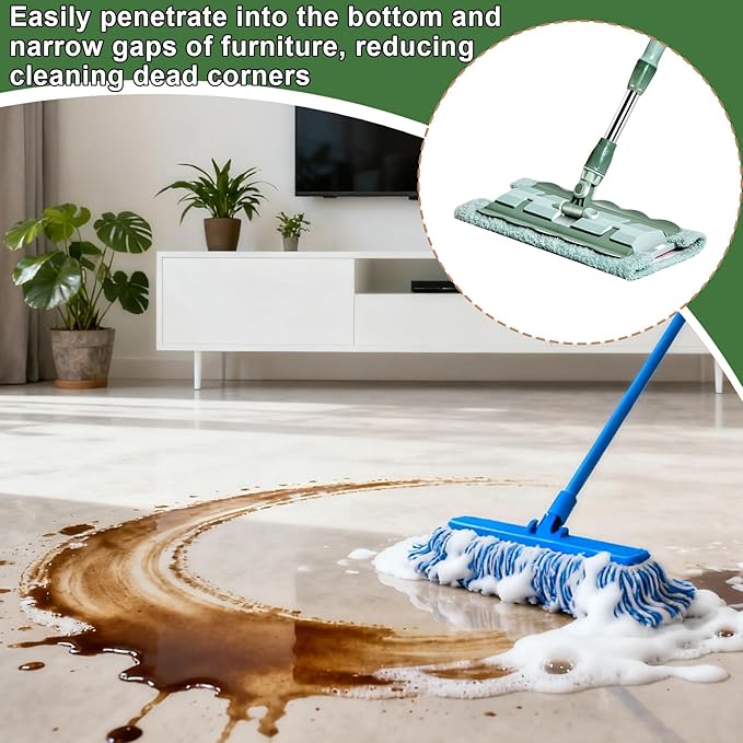 Microfiber Mops 360 Degree Rotating Quick Cleaning Tool Floor Maintenance Accessory Telescopic Handle Mop 7 Pads Kit Home Apartment Cleaner Multipurpose Floor Mop for Daily Maintenance