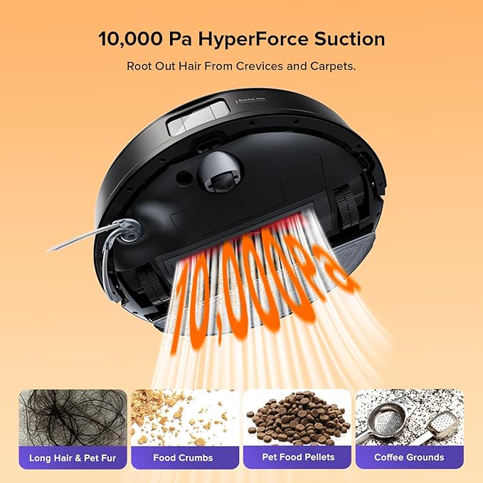 roborock Q10 S5+ Robot Vacuum and Mop 10000Pa Suction Upgraded from Q8 max+ 70 Days Self-Emptying Obstacle Avoidance Sonic Mopping Dual Anti-Tangle Design Auto Mop Lifting Black