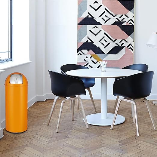 65L/17 Gallon Heavy Duty Stainless Steel Tall Commercial Trash Can Push Lid Kitchen Waste Bin for Indoor and Outdoor Durable Garbage Bin for Home Office Restaurant