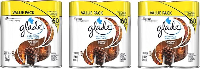Glade Automatic Spray aGlJd Air Freshener Refill Cashmere Woods 2 Count (3 Pack)