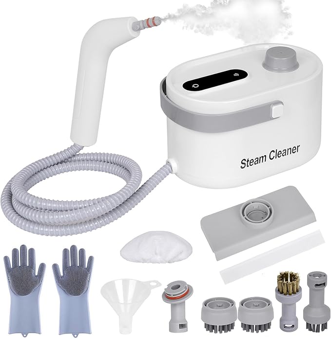 10 in 1 Multi-function Steam Cleaner for Home Portable Handheld Steamer for Cleaning 1200W High Pressure Steam Cleaner for Car/Kitchen/Upholstery/Glass/Tiles/Fabric White