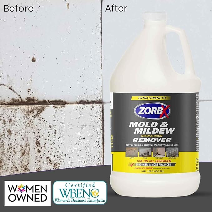 ZORBX Extra Strength M&ampM Remover and Cleaner - Bleach Free Cleaner Spray | Scrub Free Formula | All-Purpose Odor Remover for Carpet Bathroom Walls Wood Shower and Car - 24 FL Oz + 128 Fl Oz