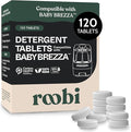 Roobi Detergent Tablets Compatible with Baby Brezza Bottle Washer Pro. Removes Milk Residue &amp Odor Hypoallergenic Carbon Neutral Formula. 120 Count.