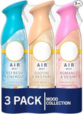 Air Mist Room Air Freshener Spray Odor-Fighting for Home Bathroom and Kitchen Refresh &amp Energize Soothe &amp Restore Romance &amp Desire Scents 8.8 oz Aerosol Can 3 Count