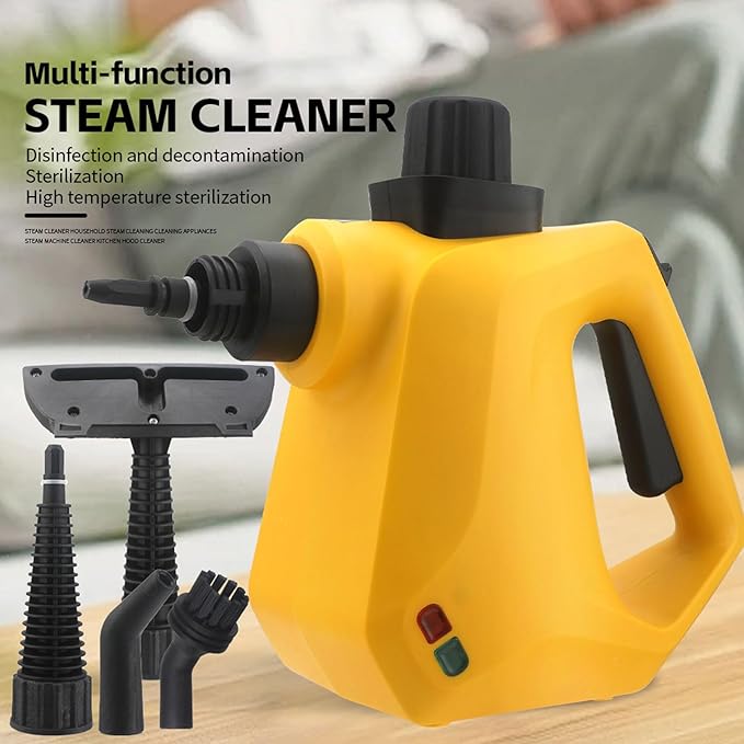 Pressurized Handheld Multi Steam Cleaner Handheld Steam Cleaner 1000W Multipurpose Portable High Temperature Pressure for Home Furniture Clothes Couch Car Yellow (US Plug