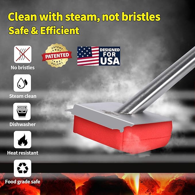 Grill Brush Bristle Free(Only Replaceable Cleaning Head No Grill Brush)-Red
