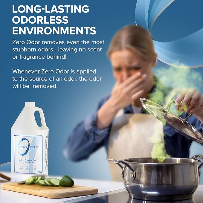 Zero Odor - Multi-Purpose Strong Odor Eliminator for Home Office Car Bathroom Hotel Room Deodorizer and Odor Neutralizer 128oz Refill