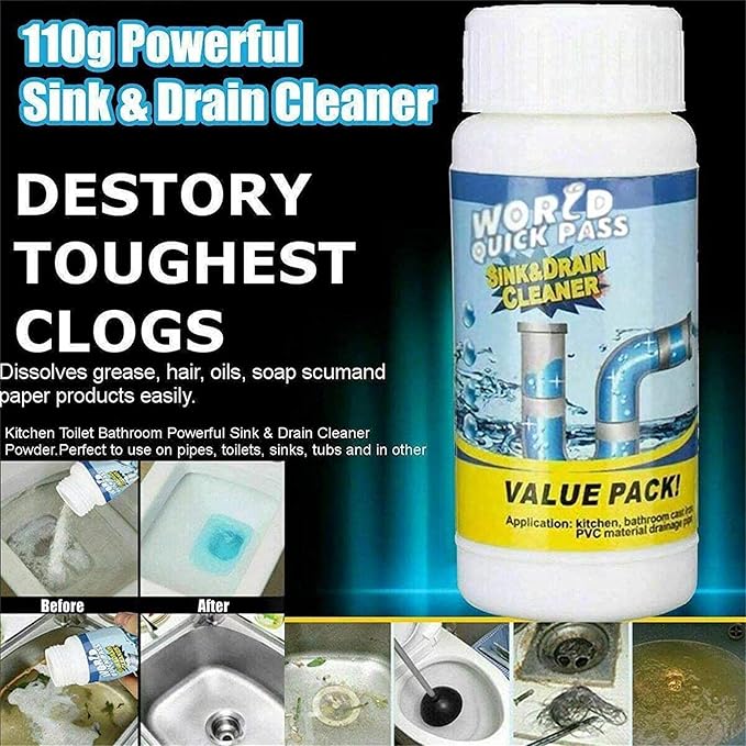 Wild Tornado Pipe Dredge Deodorant Ultimate Sink &amp Drainage Cleaner Portable Powder Cleaning Tool Super Clog Remover Chemical Powder Agent for Kitchen Toilet Pipe Dredging