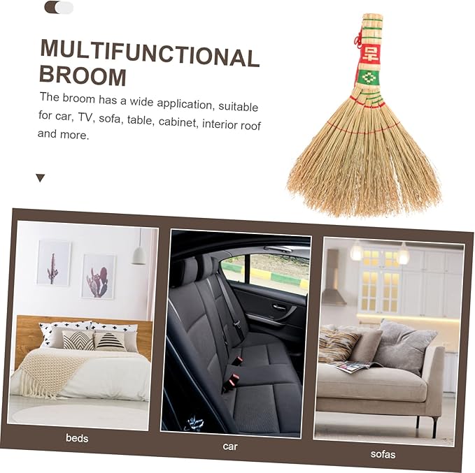 FRCOLOR Household Bed Broom Traditional Chinese Style Cleaning Brush for Sofa and Bed Portable Dust Sweeper for Home Kitchen and Office Use