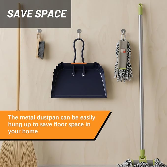 Heavy-Duty Black Metal Dustpan17Dust Pan with HandleLarge Dust PansIdeal for Industrial/Commercial/Indoor/Outdoor Professional Debris Collection &amp Home Cleaning (17inch_1PCS)