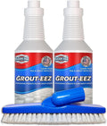 Clean-eez Grout Cleaner 2 Pack with Stand-Up Brush Attachment - Stain Remover Heavy-Duty Scrubber - Bathroom Shower Ceramic Porcelain Tile &amp Grout Only - Easy Control Flip Top Cap - 32 oz.