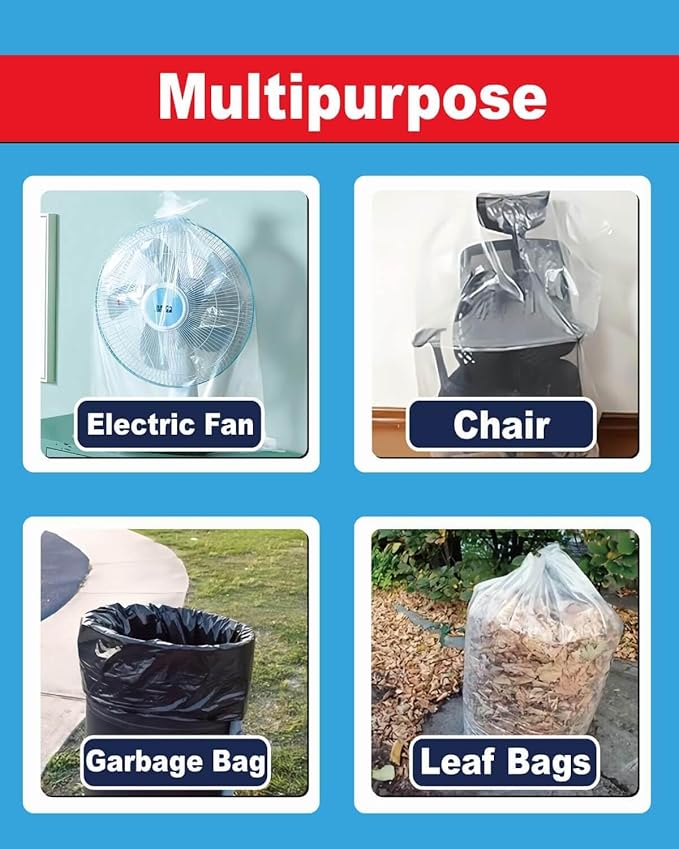 Heavy Duty 3 MIL Black Trash Bags 32x52 20-Pack with Gloves 50/55/60 Gallon Contractor Garbage Bags for Industrial Commercial Yard Cleanup &amp Construction (Extra Thick Tear Resistant)