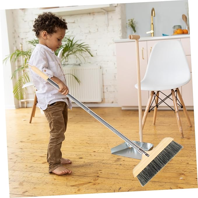 Long Handle Bristle Broom for Home Cleaning Soft Bristles for Easy Pet Hair Removal Wood and Construction for Kitchen Living Room and Bathroom Use