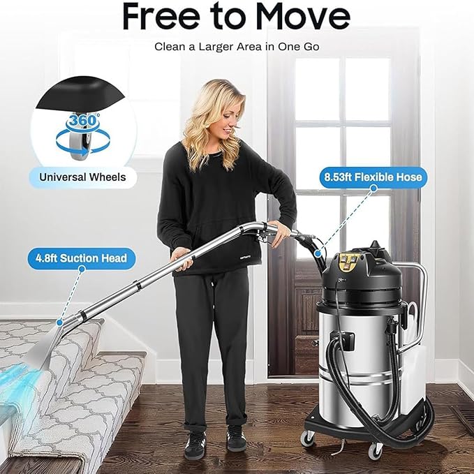 3 in 1 Commercial Carpet Cleaner Portable Carpet Upholstery Cleaner 2 Independent Water Tanks for Sewage and Clean Water Heavy Duty Cleaning Machine for Cleaning 60L