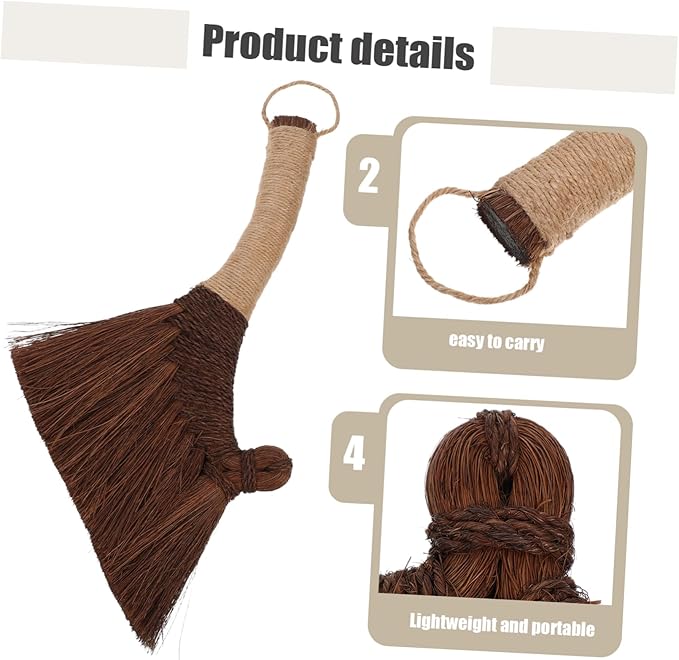 OUNONA Desktop Mini Broom Traditional Straw Handheld Sweeping Brush for Home and Office Cleaning Soft Whisk Broom for Dust Removal in Corners and Surfaces