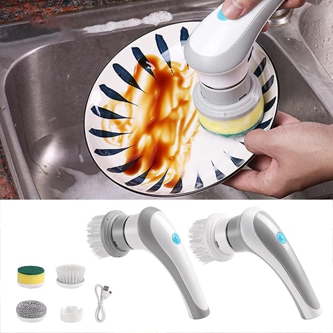 Electric Spin Scrubber Electric Spin Cleaning Tools with 3 Brush Heads - Rechargeable Electric Cleaning Brush - Spin Cleaning Brush Suitable for Bathroom Wall Tiles Floor Bathtub Kitchen
