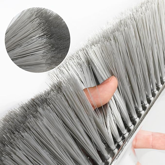 Metal Dustpan with Broom Set Long Handle Stainless Steel DustpanHeavy Duty Standing Dust Pan with Teeth Indoor Outdoor Up for Home Kitchen Lobby Room Office
