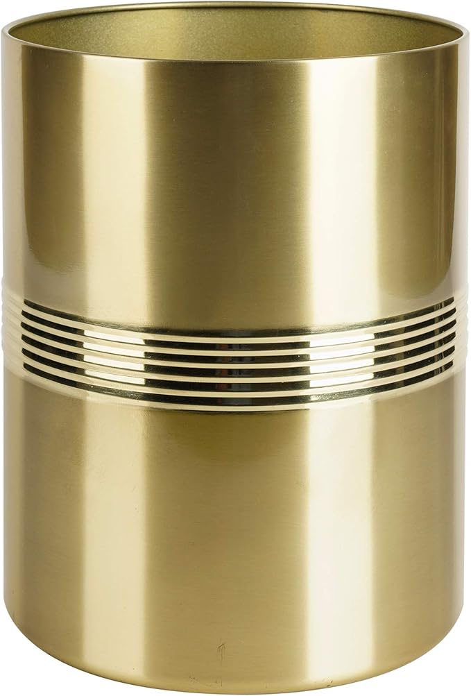nu steel Jewel Decorative Stainless Steel Small Trash Can Wastebasket Garbage Container Bin for Bathrooms Powder Rooms Kitchens Home Offices - Gold Finish
